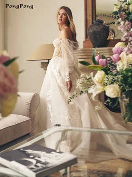 Bohemija, Vestuvių Suknelės, Brangioji 3D Gėlių Appliques Lace A-Line Bridal Suknelės Beach Sluoksniuotos Rankovėmis Boho Vestuvinė Suknelė