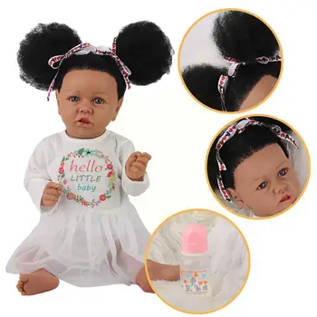 55CM Nauja Juoda Oda Atgimsta Todderl Mergina Baby Doll Tikroviška Afrikos Silikono Nekilnojamojo Visą Kūdikio Kūną K7M8