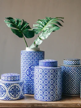 Kūrybos Kinijos Retro Keramika Keramikos Bako Auksinė Vaza su Dangčiu Modernių Namų Darbalaukio Organizuoti Amatų Namų Apdaila