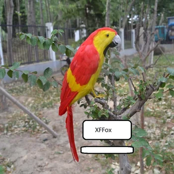 Didelis realiame gyvenime raudonas ir geltonas parrot modelis putų&plunksnų modeliavimas papūga paukštis dovana, apie 40cm xf0164