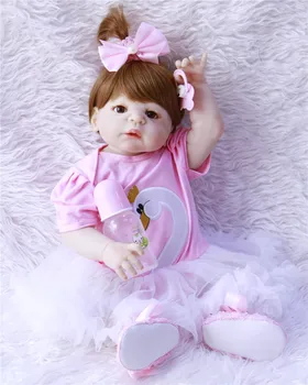 57cm visas vinilo silikono kūno reborn baby girl lėlės tikroviška vaikams, dovana, žaislai Bebes atgimsta corpo de silikono inteiro
