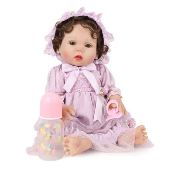45cm atgimsta lėlės, Imitavimo Kūdikių Lėlės su Violetine sijonas mergaitėms silikono atgimsta vaikiška lėlė vaikų Švietimo interaktyvus žaislas