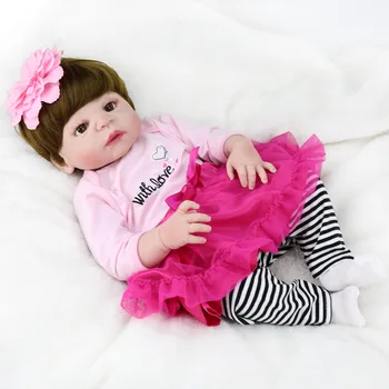 DOLLMAI Originalus 55CM mergina kūno Silikono bebe lėlės reborn Baby Doll boneca corpo de vinilo lol Kalėdų Surprice dovana rudos akys
