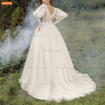 Boho Dramblio Kaulo Vestuvių Suknelė Ilgio Sluoksniuotos Rankovėmis 2021 Balta Nuotakos Suknelė Užsakymą Hochzeitskleid Linijos Tiulio Vestido De Casamento