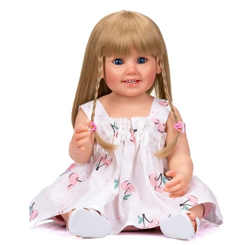 Tikroviška 55 CM Visas Silikono Minkštas Kūno Mergaitė Cammi Reborn Baby Doll Žaislas Kaip Gyvas Bebe atgimsta menina 22 Colių Gimtadienio Dovana