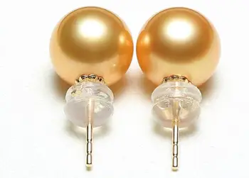 Spalvingas 10-11mm pietų jūros raundo aukso perlo auskaru 18k