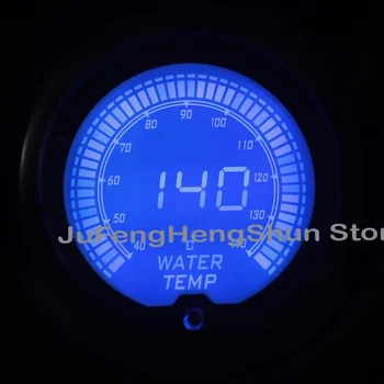 52mm Automobilių Spalvinga Vandens Temperatūros Indikatorius Auto Celsijaus 12V LED Šviesos Atspalvis, Objektyvas Gabaritų Automobilį Skaitmeninis Vandens Temp Matuoklis su Jutiklis