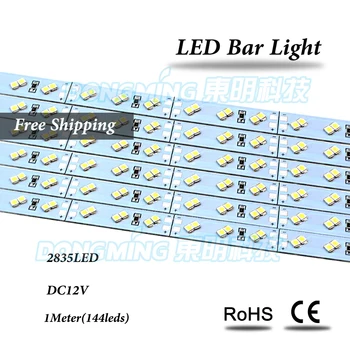 1m LED standžios juostelės šviesos 144leds IP22 12V dviejų eilių led juostelė šviesos 2835 SMD balta/šiltai balta Nemokamas Pristatymas