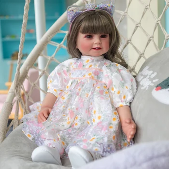 60cm Gana mergaitė, princesės lėlė kūdikis reborn bamblys silikono vinilo lėlės vaikų žaisti namus žaislų kolekcija hobis dovana