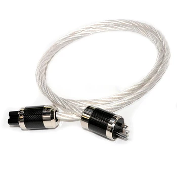 Vienas gabalas 6N OCC Sidabro Padengtą MUMS/ES versija hifi garso Galios kabelis su Anglies Pluošto JAV versija kištuką