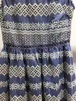 Aukštos Kokybės Džinsinio Audinio Suknelė 2021 M. Vasaros Stiliaus Moteris O-Kaklo Tuščiaviduriai Iš Siuvinėjimas Rankovių Atsitiktinis Džinsus, Suknelę Ponios Drabužiai